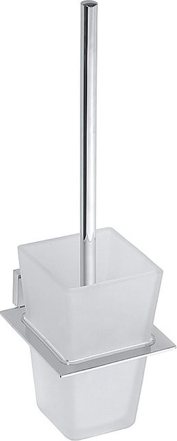 Brillantbad BASA WC-Bürstengarnitur mit Glasbehälter aus Messing und Milchglas in Chrom/Silber, B/T/H: 11,2 x 36,0 x 15,0 cm - Bild 1
