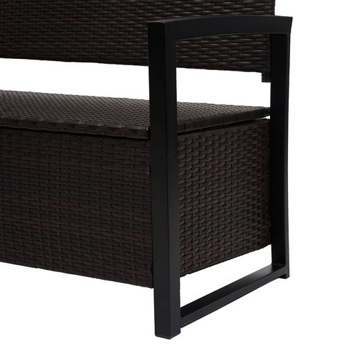MVG Sitzbank MVG-F39 2-Sitzer mit Sitzkissen aus Stahl und Polyrattan in Braun, B/H/T: 117 x 87 x 57 cm - Bild 3