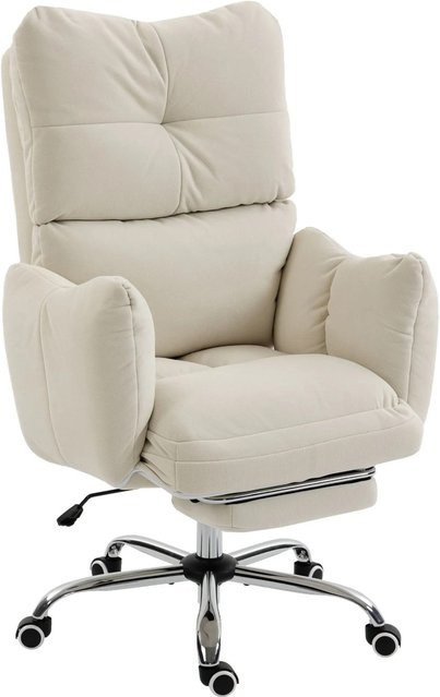 HOMCOM Office Chair aus Schneeflanellstoff und Metall in Cremeweiß, B/T/H: 73 x 73 x 111-119 cm - Bild 1