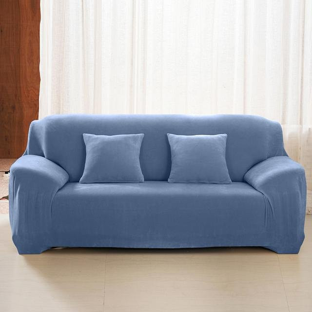 Levivel Samt Plüsch Sofabezug für 2-Sitzer Ecksofas, elastischer Stretch Überwurf in Blau, 145-185 cm - Bild 1