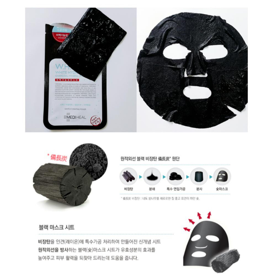 Mediheal WHP Black Mask JEX, 3 Stück, mit Niacinamid und Hyaluronsäure - Bild 2