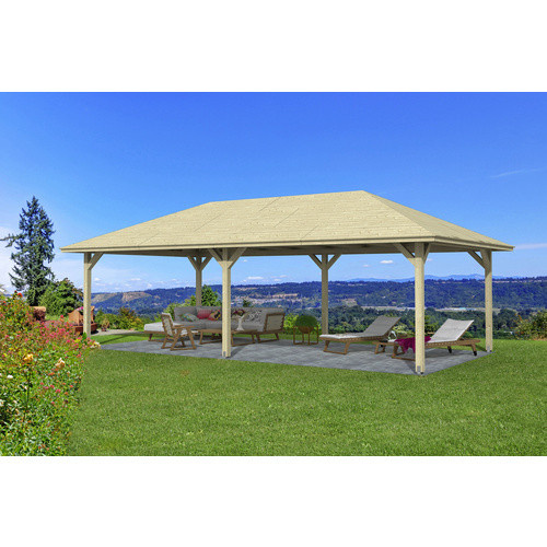 Skan Holz Pavillon Orleans 3 aus unbehandeltem Fichtenholz in Beige und Braun, B/T/H: 836 x 424 x 344 cm - Bild 3