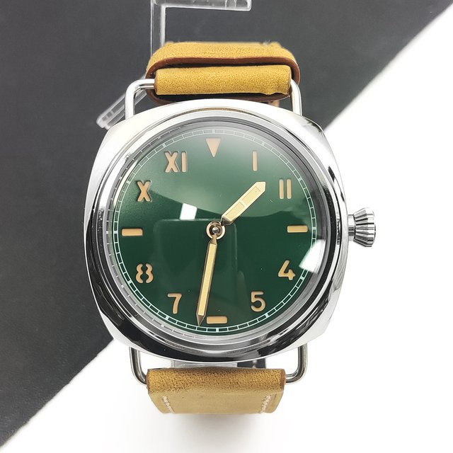 PARNSRPE Armbanduhr Automatik, grünes California-Zifferblatt, 45 mm, Edelstahl, Lederarmband, Unisex - Bild 1