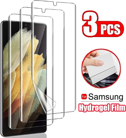 3 Stück Full Cover Hydrogel Displayschutzfolien für Samsung Galaxy S21 FE und S21 Plus, transparent - Bild 1