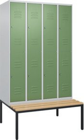 C+P Doppelstock-Spind Classic PLUS Sitzbank mit 4 Abteilen, Buche-Hartholz und Zylinderschloss, B/T/H: 212,0 x 120,0 x 81,5 cm - Bild 1