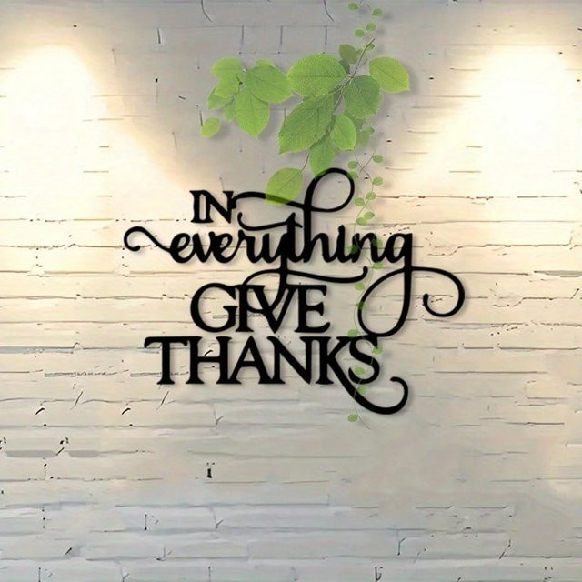 CIFBUY Christliche Metallwandkunst Be Thankful for Everything in Schwarz-Weiß im Retro-Design - Bild 1