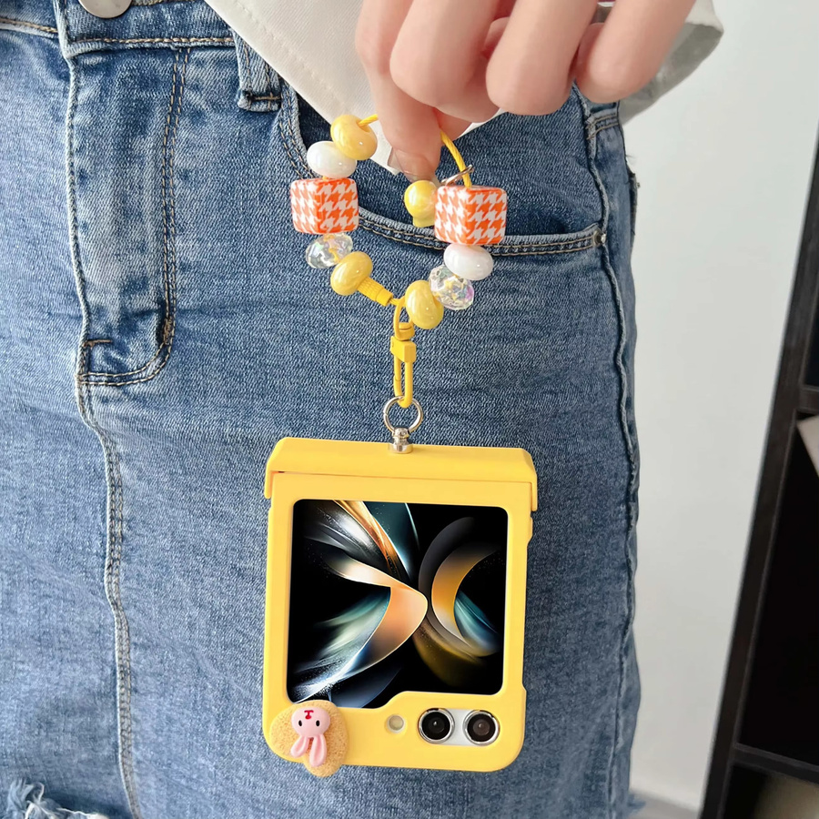Glitzernde Kaninchen Handyhülle mit Handschlaufe und Scharnierschutz für Samsung Galaxy Z Flip 7, 6, 5, 4, 3 5G in Blau - Bild 3