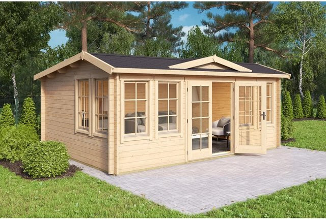Lasita Blockbohlenhaus Balmoral Gartenhaus mit Satteldach in Braun, B/T/H: 530 x 380 x 239 cm - Bild 1