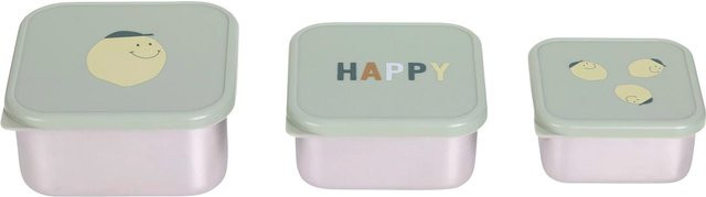 Lässig 3-tlg. Snackboxset aus Edelstahl Happy Fruits Lemon, Gelb - Bild 1