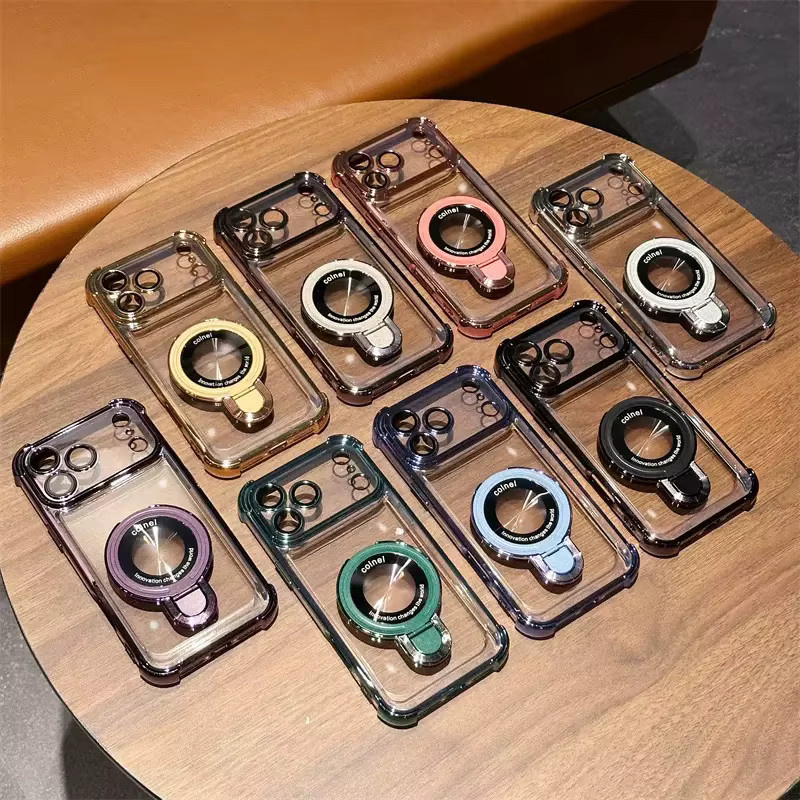 Samsung Magnetische Standhülle für Galaxy S26 Ultra S25 FE S24 S23 S22 S21 Plus, stoßfeste transparente Schutzhülle mit Gold-Akzenten - Bild 3