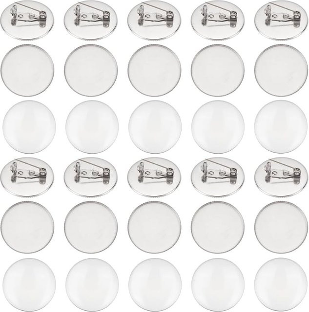 30 leere Broschen aus 304 Edelstahl mit Glas-Cabochons in Silber für Bastelarbeiten - Bild 1