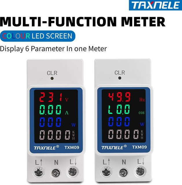 TAXNELE 6in1 AC Monitor zur Messung von Spannung, Strom, Leistung, Leistungsfaktor und KWH in Weiß - Bild 1