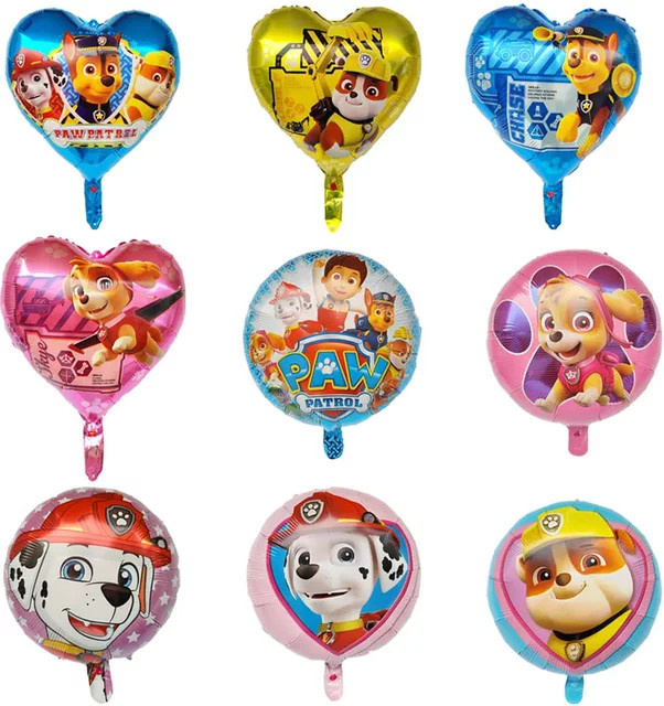 Paw Patrol Luftballons für Kindergeburtstage und Partydekoration Runde Herz Form Aluminium Folienballons - Bild 1
