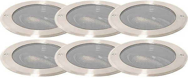 QAZQA Set mit 6 Bodenstrahlern aus Aluminium und Glas in Honey Gold/Brass, verstellbar und dimmbar, IP64 für Garten und Außenbereich
