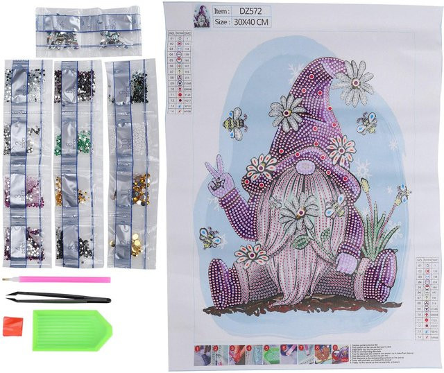 GoolRC 5D DIY Diamantmalerei Set mit floralem Motiv in Grau und Multicolour - Bild 1