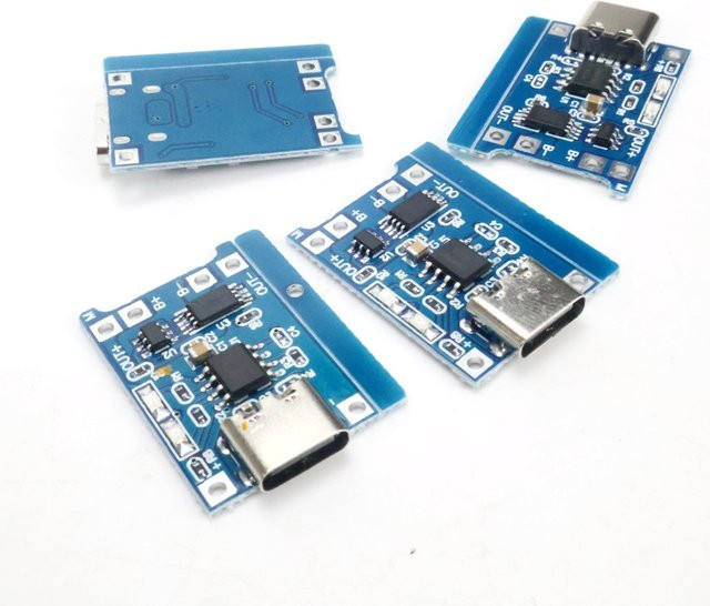 10er Set TP4056 Lithium-Batterie Lade Modul mit Schutzschaltung 5V 1A via Micro USB oder USB-C, Blau - Bild 1