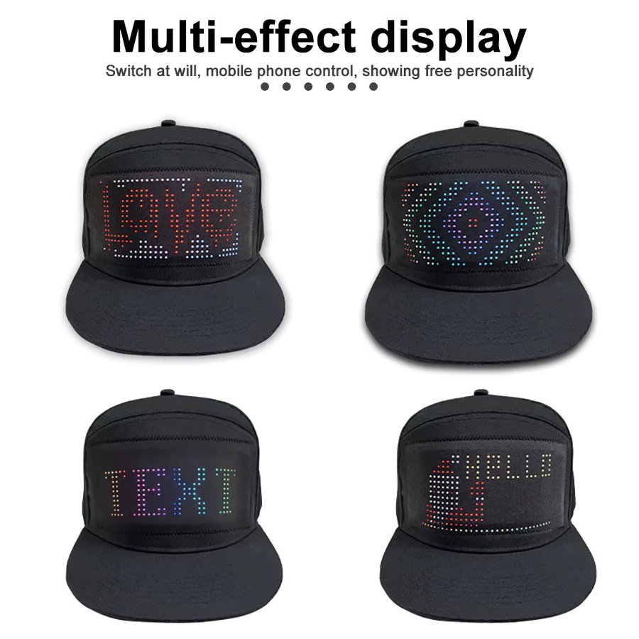 Smart Pixel Matrix LED Baseballkappe mit Bluetooth und App-Steuerung, Schwarz, Wiederaufladbar - Bild 5