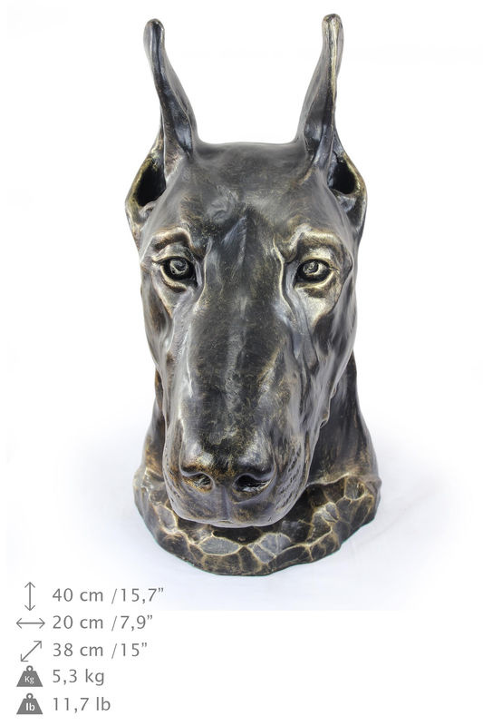Art-Dog Dobermann Hundebüste aus Kunstharz in Braun und Bronze zur Dekoration für Garten und Wohnzimmer - Bild 10