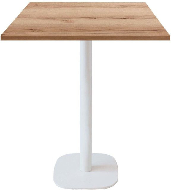 RestooTab Stehtisch Round quadratisch mit höhenverstellbarer Eichenplatte und weißem Gestell, B/T/H: 70 x 70 x 113 cm - Bild 1