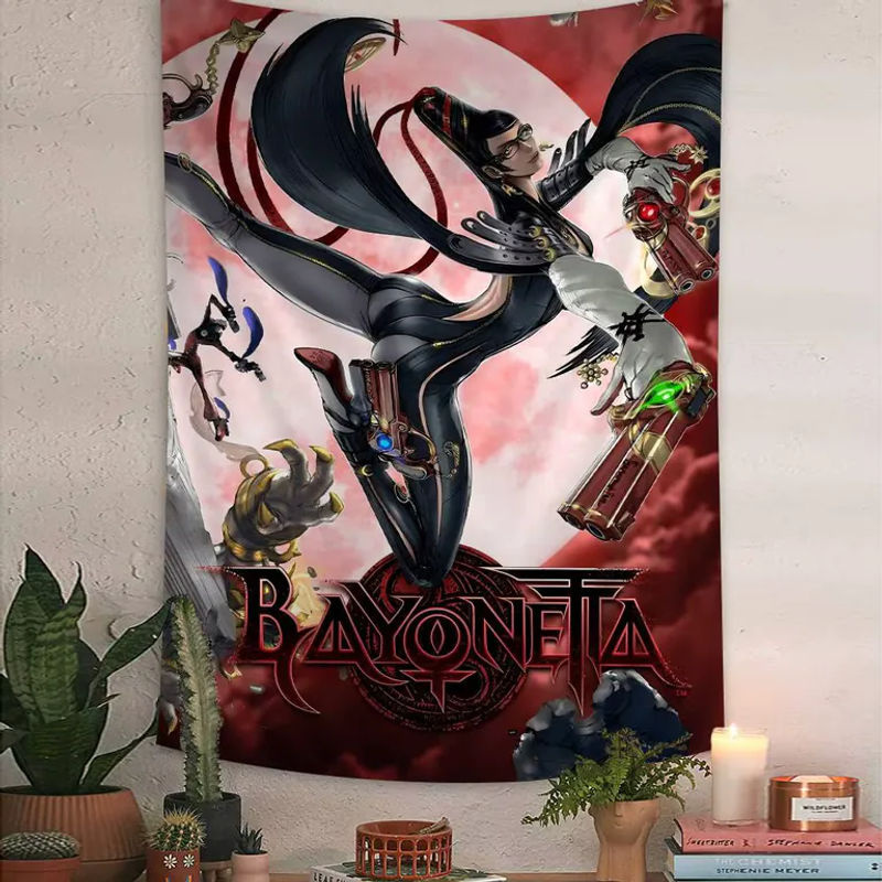 Bayonetta Wandteppich mit Mandala-Porträt im Bohemian-Stil, mehrfarbiger Textil-Wandbehang in Hochformat - Bild 5