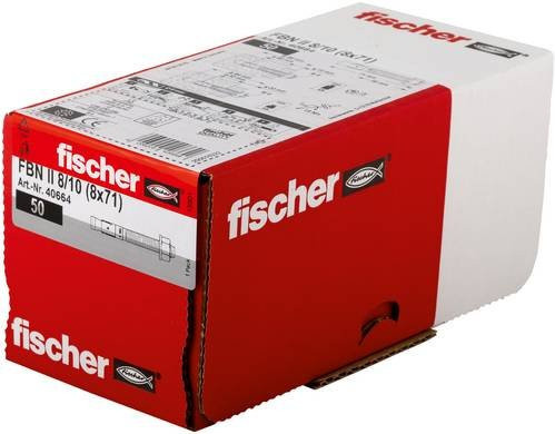 Fischer Bolzenanker FBN II 8/10 aus verzinktem Stahl, Länge: 71 mm, Durchmesser: 8 mm, 50 Stück - Bild 1