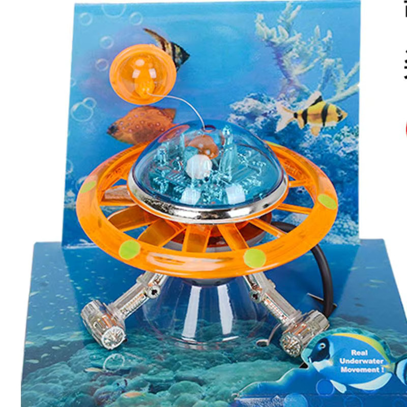 Otmagelu Schwebende UFO-Aquariumfigur in Orange aus Kunststoff zur Dekoration deines Fischbeckens - Bild 1