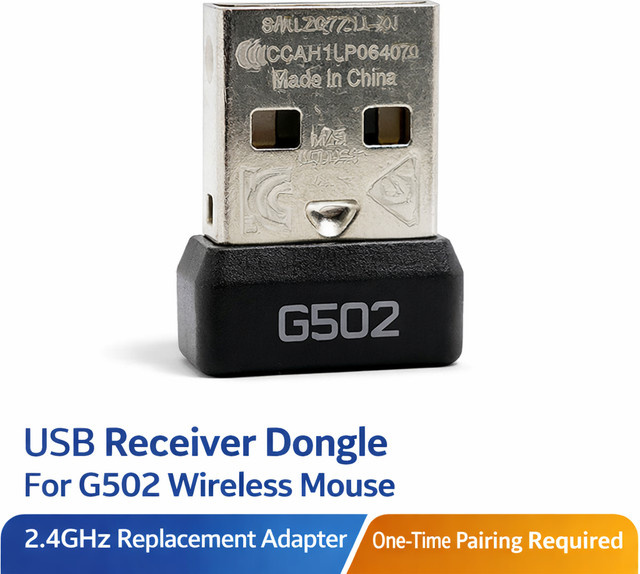 Logitech USB-Empfänger-Dongle für G502 kabellose Maus, 2,4 GHz Ersatzadapter, Schwarz - Bild 1