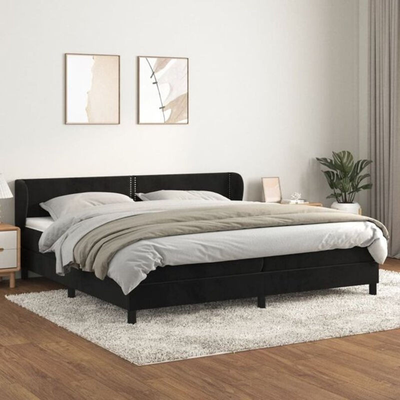 Vidaxl Boxspringbett mit Matratze aus Samt in Schwarz, B/T: 200 x 200 cm - Bild 1