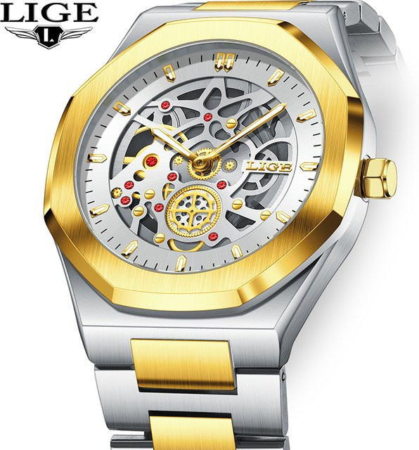 LIGE Chronograph, Quarzwerk, Edelstahl, Gold, Herren - Bild 1