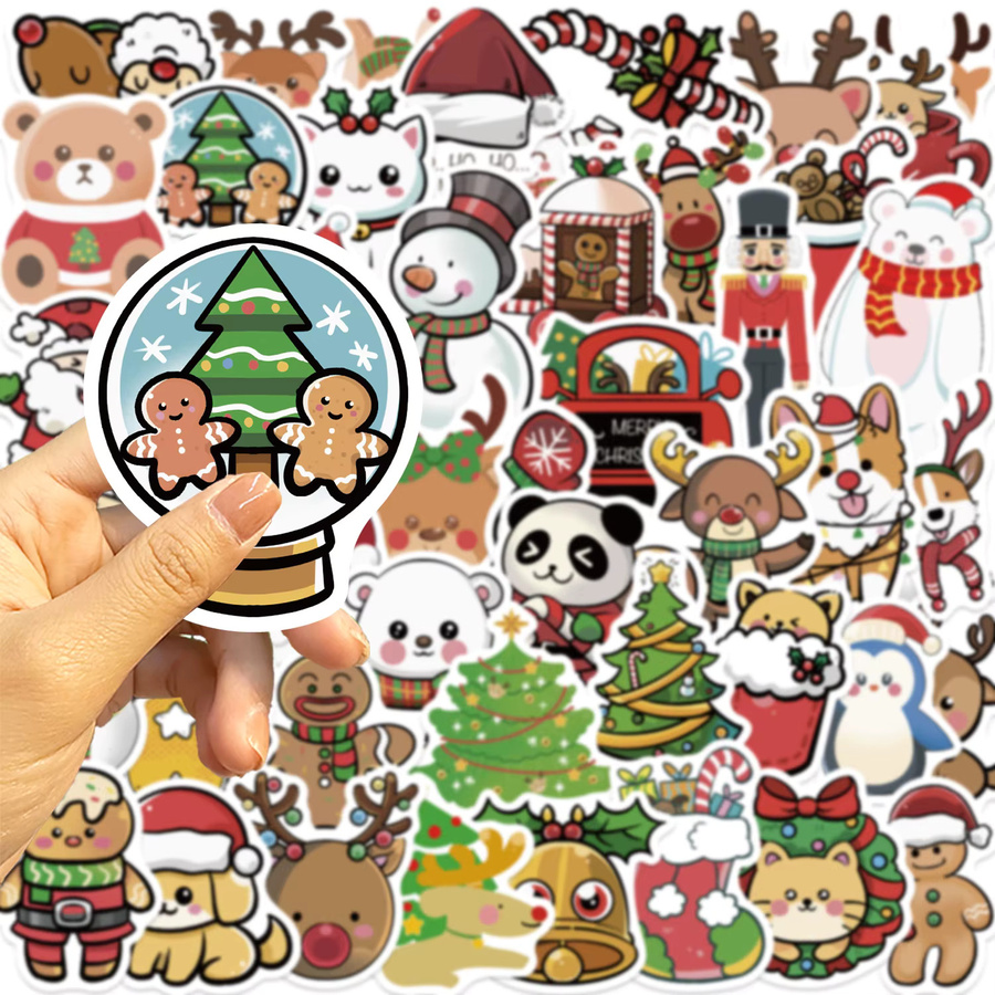 50 oder 100 Stück Cartoon Weihnachtsfeier Doodle Aufkleber, wasserfeste DIY Aufkleber in Multicolor für Notebook, Gepäck und Schreibwaren - Bild 5