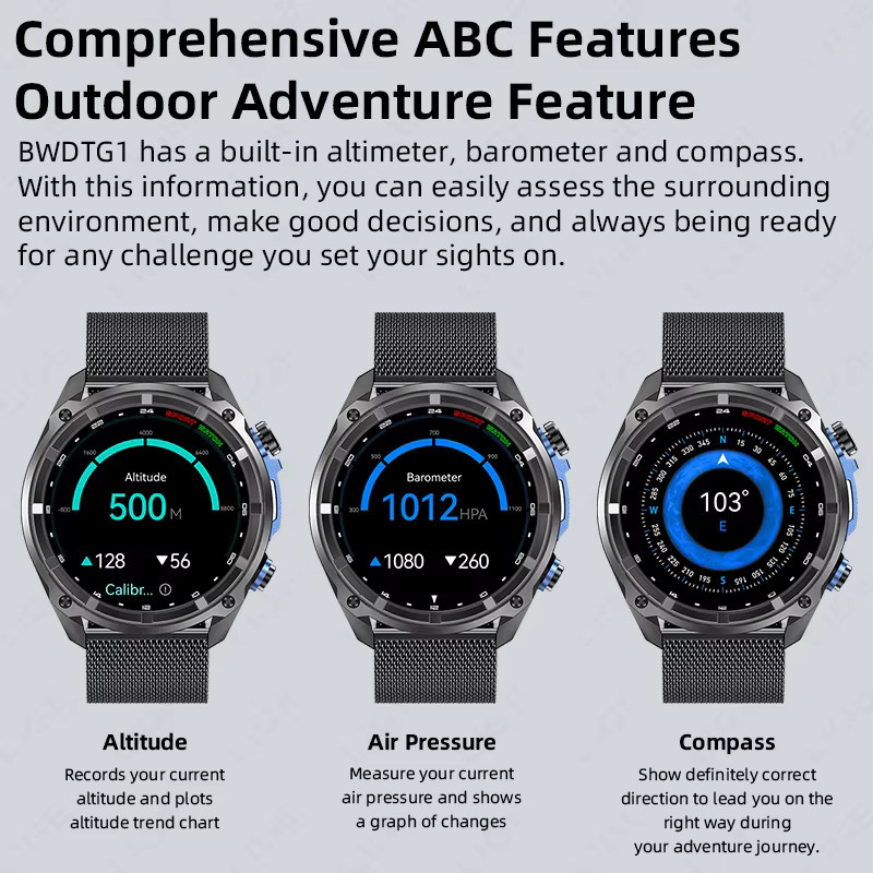 foxbox Smartwatch, GPS, Edelstahl, Schwarz, Rund - Bild 4