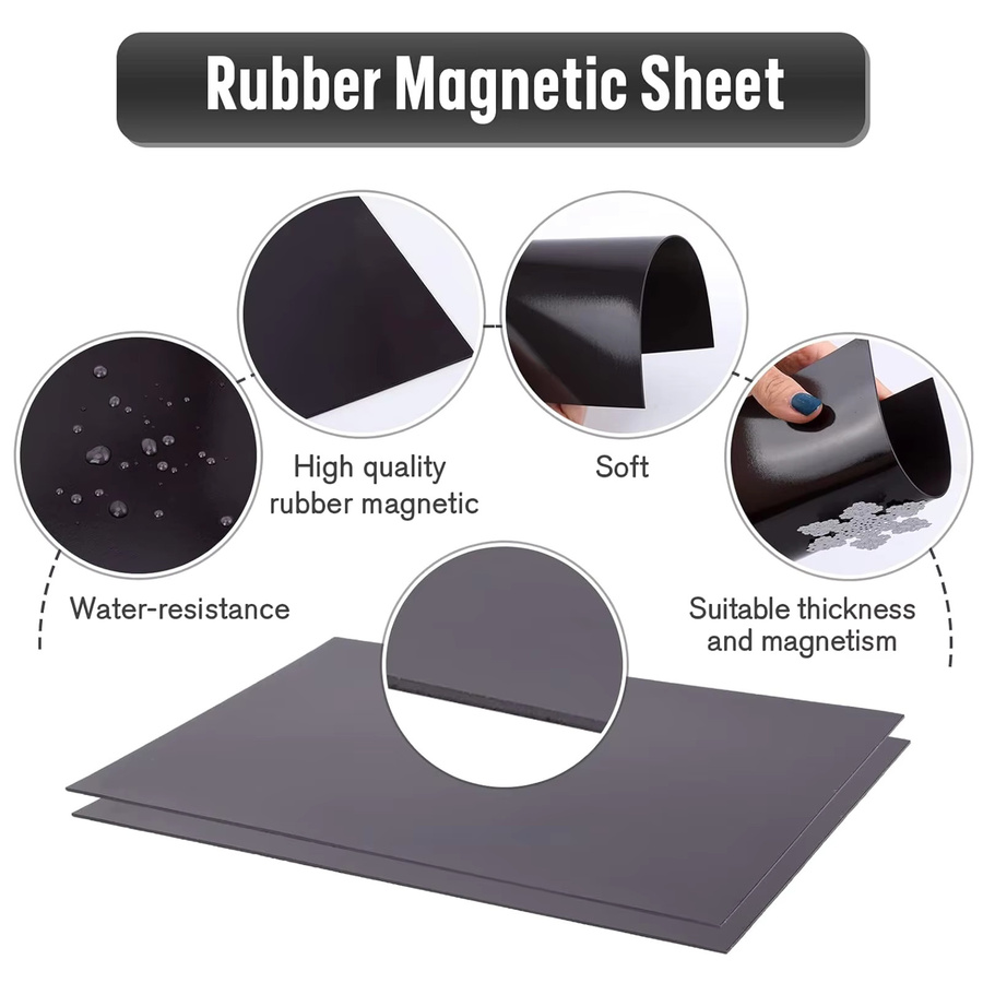 10 Stück flexible einseitige Gummi-Magnetplatten in Schwarz für A4/5R zum Schneiden - Bild 5