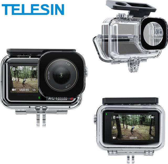 TELESIN Wasserdichtes Gehäuse für DJI OSMO Action 3, 4 und 5 Pro, Transparentes Unterwasser-Case für Action Cameras - Bild 1