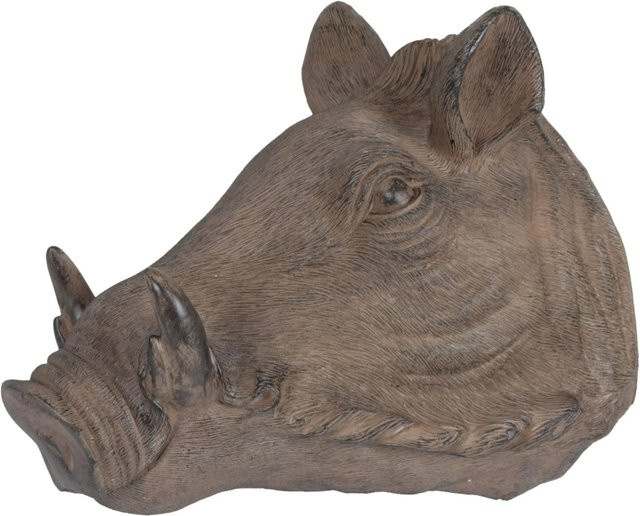 DELUKE Deko-Wildschwein EGOR Wanddekoration in Antik-Braun aus Polyresin, B: 41,5 cm, T: 28,5 cm, H: 36,6 cm - Bild 1