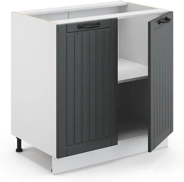 Vicco Spülenunterschrank Fame-Line in Anthrazit und Weiß im Landhausstil mit Regal, B/T/H: 80 x 60 x 82 cm - Bild 1