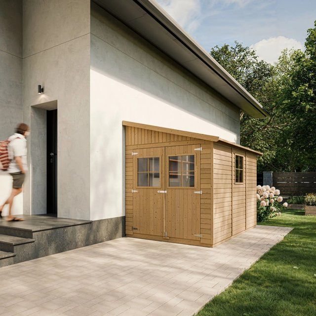 Timbela Anbau-Gartenhaus aus Holz in Braun, Lean-to Modell, 6 m² - Bild 1