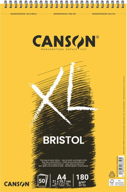 Canson XL Bristol Block A4 in Weiß mit 50 Blatt - Bild 1