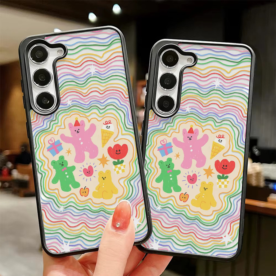 Transparente Handyhülle mit Cartoon Regenbogen Bär für Samsung Galaxy S25 S24 S23 S26 Ultra FE A56 A55 A54 A36 A35 A26 A17 A16 A07 5G Android - Bild 4