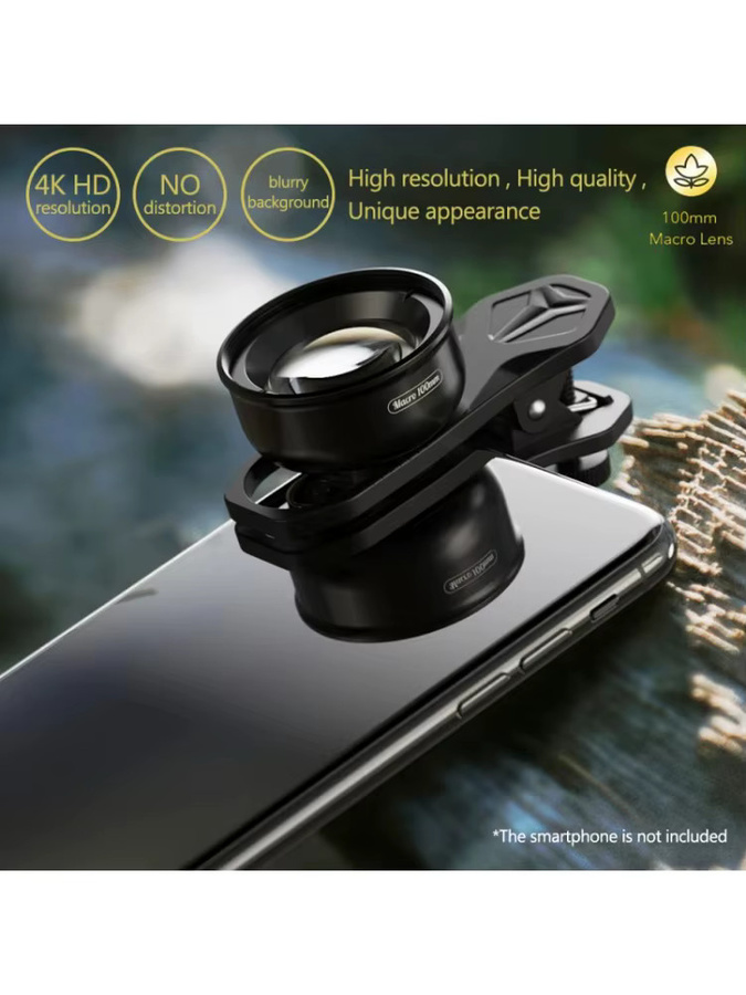 APEXEL APL-HB100mm Universelles Smartphone-Makroobjektiv 4-in-1 Handy-Kameraobjektiv in Schwarz für iPhone 16/15/14/13/12/11 - Bild 6