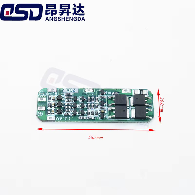 ANGSHENGDA Smart BMS 3S 20A 12V Li-Ionen-Schutzplatine für 18650 Lithium-Batterien mit Balancer und Equalizer in Grün - Bild 1
