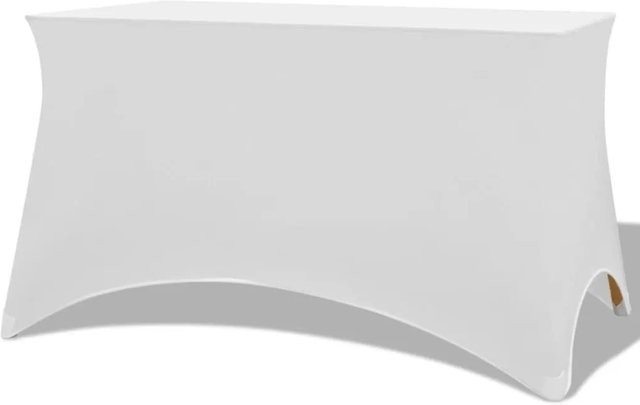 2er Set DELUKE Stretch-Tischhusse für Stehtische in Weiß, elastische Tischdecke aus Polyester, B/T/H: 120 x 60,5 x 74 cm - Bild 1