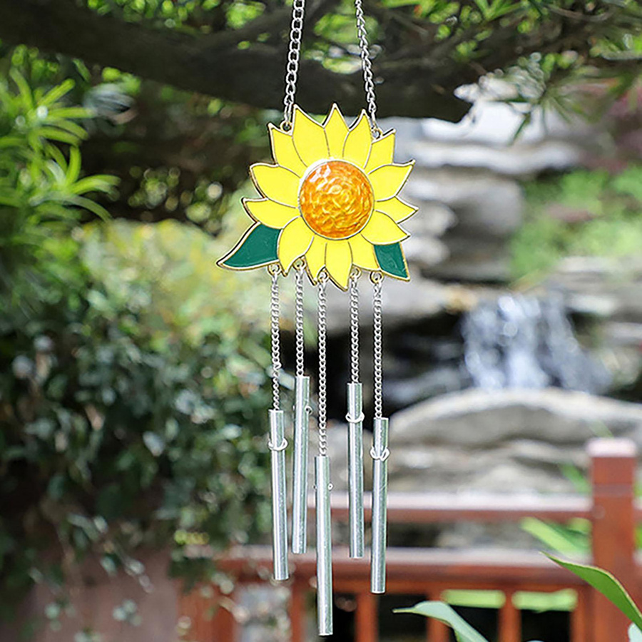 Tooarts Sonnenblumen Windspiel aus Metall in Mehrfarbig für Garten und Terrasse - Bild 2