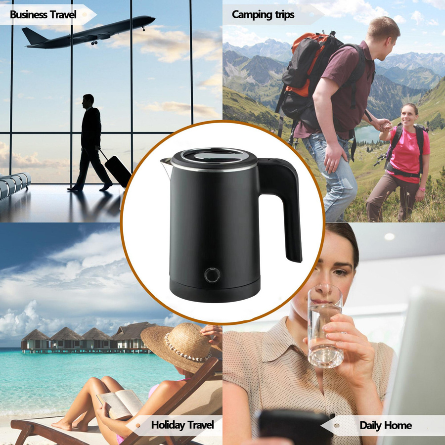 Yiran Furniture Reise-Wasserkocher aus Edelstahl mit 0,8 l Fassungsvermögen - Bild 3