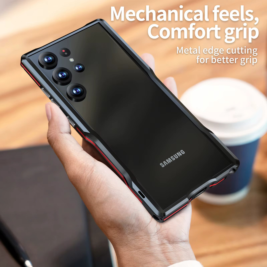 Stoßfeste Aluminium Bumper Schutzhülle aus Metall für Samsung Galaxy S24 Ultra und S25 Ultra in Silber oder Schwarz - Bild 4