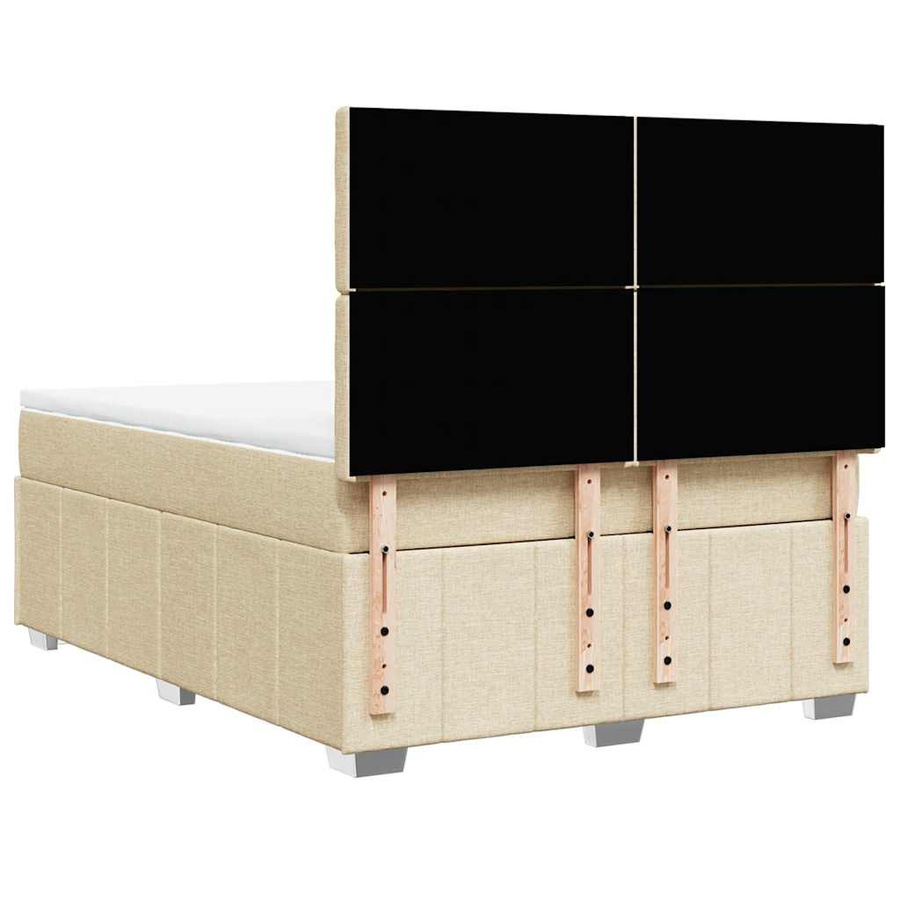 vidaXL Boxspringbett Hybrid mit Matratze und Taschenfederkern in Creme, B/T: 140 x 190 cm - Bild 2