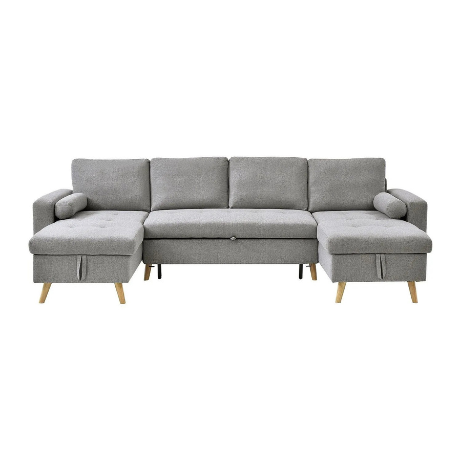 Vente-unique Schlafsofa Kori in Lichtgrau mit L-Form und Ausziehfunktion - Bild 2