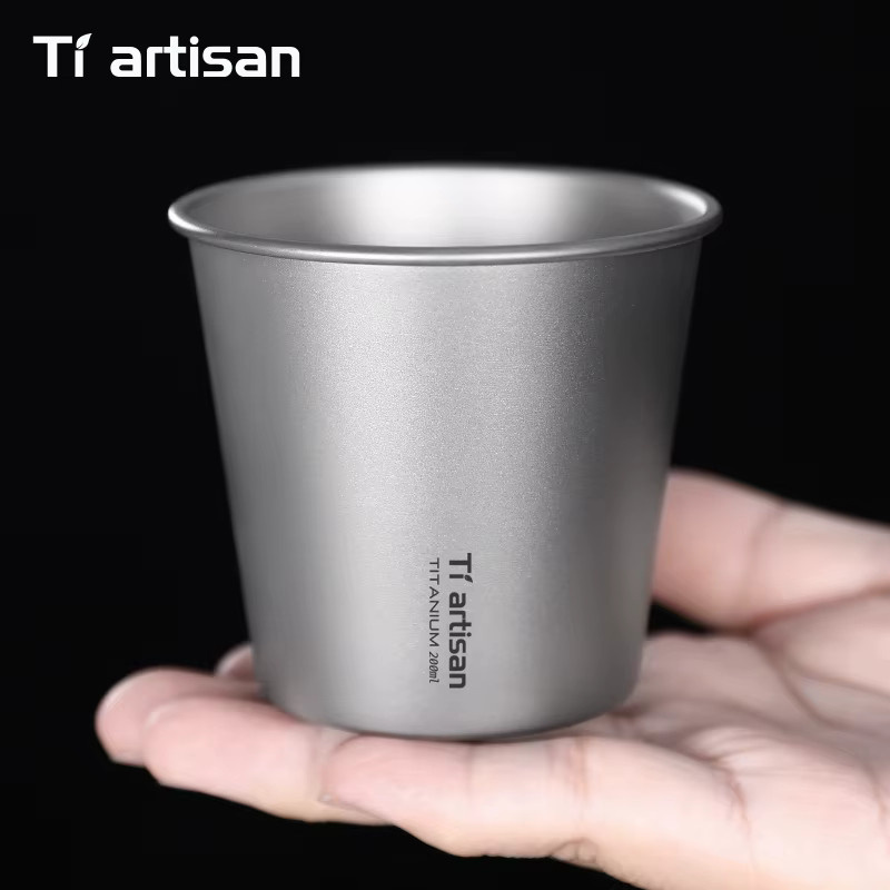 Tiartisan Titan Bierbecher aus reinem Titan, ultraleicht und stapelbar, Silber, 200 ml - Bild 3
