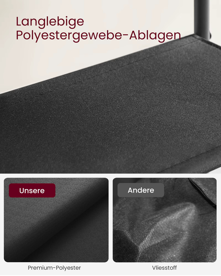 VASAGLE Schuhregal mit 4 Etagen und 3 Stoffablagen für den Flur, Metallrahmen in Braun-Schwarz im Industrial-Design - Bild 4