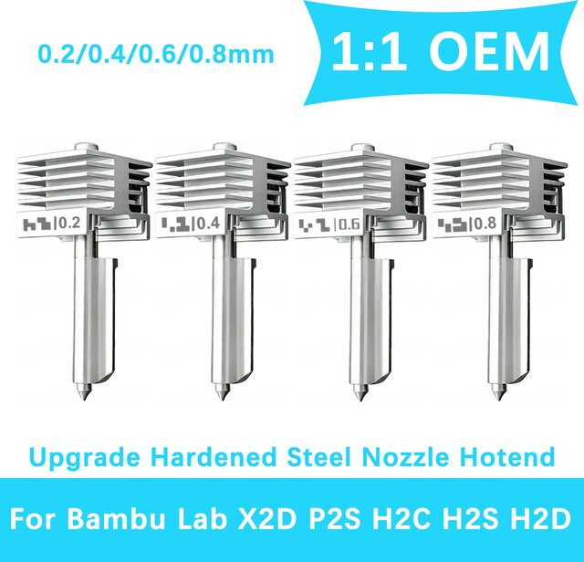 Bambu Lab H2C H2S H2D Hotend-Kit mit integrierter P2S Düse aus gehärtetem Stahl in Silber - Bild 1