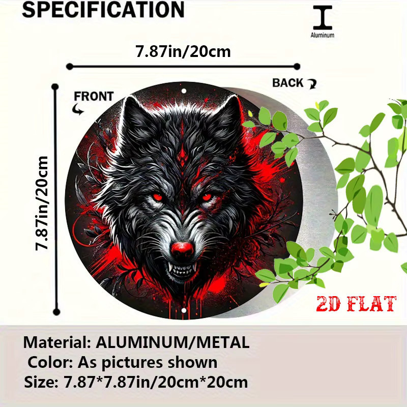 Potdemiel Metall-Wanddekoration Wolf heult den Mond an, rund, Schwarz und Rot, Durchmesser: 20 cm - Bild 2